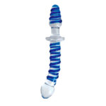 Adam & Eve Twisted Love Glass Dildo - Clear/Blue 24 cm (9.5'') Double Ended Glass Dong - Image 2