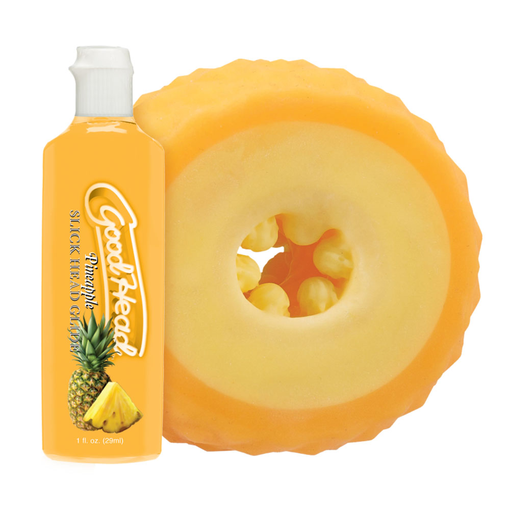 GoodHead Pineapple Blowjob Set - Pineapple Stroker with Pineapple Flavoured Lubricant 30 ml Bottle - Image 2