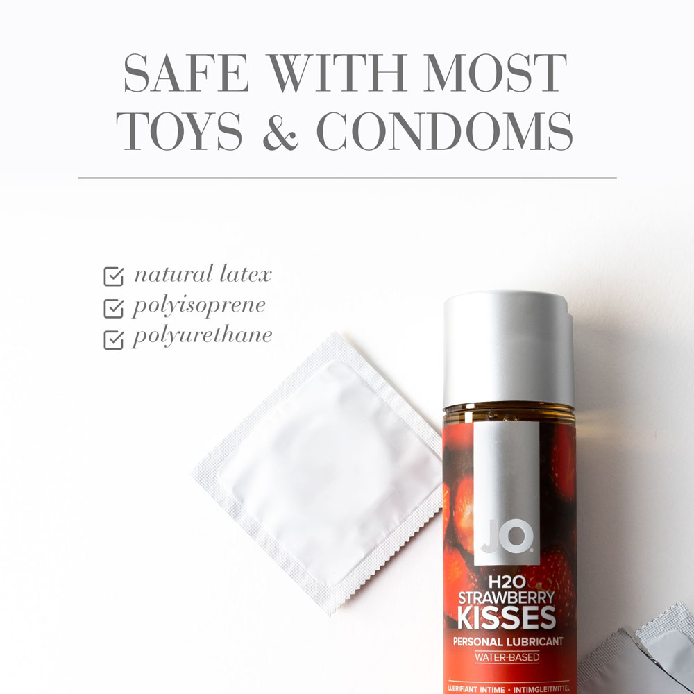 JO H2O Strawberry Kisses Lube - 30 mL - Strawberry Flavoured Water Based Lubricant - 30 ml Bottle - Image 5