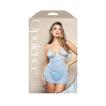 OPULENCE Bralette, Detachable Skirt & Crotchless Pearl G-String ML - Light Blue - M/L Size - Image 5
