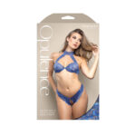 OPULENCE Halter Bralette & Crotchless Pearl Panty ML - Royal Blue - M/L Size - Image 3