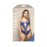 OPULENCE Crotchless Pearl Halter Teddy ML - Royal Blue - M/L Size - Image 3