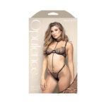 OPULENCE Bra & Panty with Pearl Harness ML - Black - M/L Size - Image 4