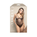OPULENCE Crotchless Pearl Teddy ML - Black - M/L Size - Image 3