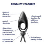 Satisfyer Sniper - Black - Black Vibrating Adjustable Lasso Cock Ring - Image 2