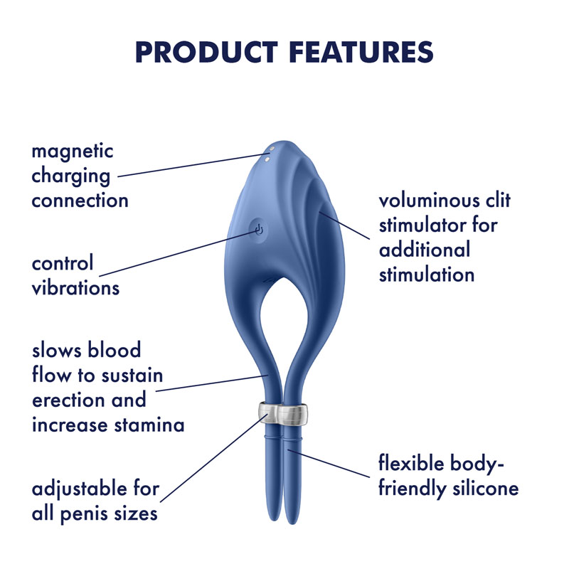 Satisfyer Duelist Vibrating Cock Ring, Blue - Image 2