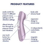 Satisfyer Pro 2+ Purple - Purple Touch-Free USB-Rechargeable Clitoral Stimulator with Vibration - Image 2