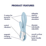 Satisfyer Air Pump Bunny 1 - Blue USB Rechargeable Inflatable Rabbit Vibrator - Image 3