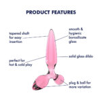 Satisfyer Triple Crystal 2 - Pink - Pink Glass 3-in-1 Butt Plug - Image 2