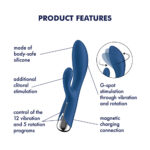 Satisfyer Spinning Rabbit 1 - Blue - Blue 20 cm USB Rechargeable Rotating Rabbit Vibrator - Image 3