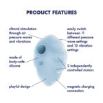 Satisfyer Cloud Dancer - Blue - Blue USB Rechargeable Vibrating Air Pulse Stimulator - Image 2