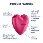 Satisfyer Cutie Heart - Battery Operated - Pink Air Pulsation Stimulator with Vibration - Image 2