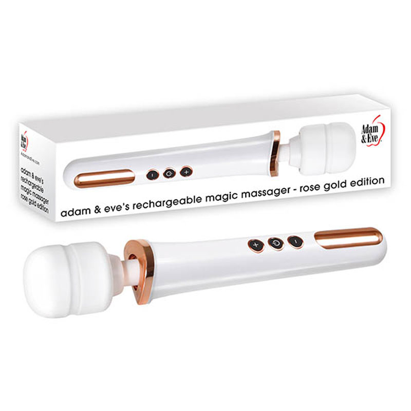B752201000 Adam & Eve Rechargeable Magic Massager - Rose Gold/White 33 cm USB Rechargeable Massager Wand - Image 1