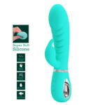 Party Up EDWARD Rabbit Vibe - Teal - Teal 20 cm USB Rechargeable Rabbit Vibrator - Image 2
