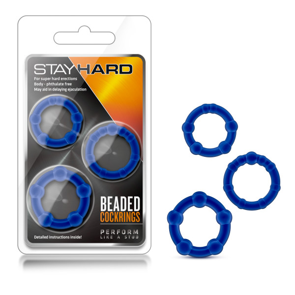 Blush Stay Hard Beaded Cock Rings – Set of 3