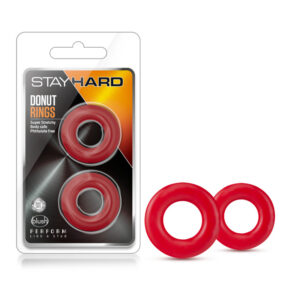 Stay Hard Donut Cock Rings - Red Set of 2