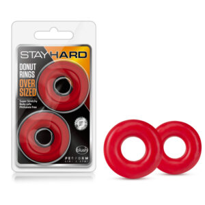 Stay Hard Donut Rings Oversized – Red, Set of 2