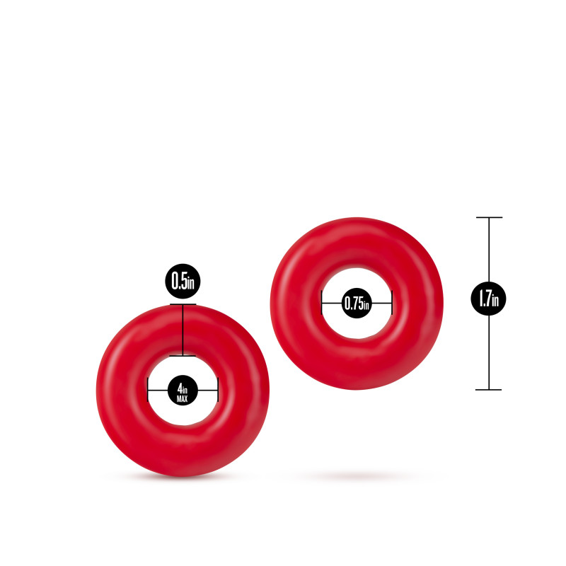 Stay Hard Donut Rings Oversized – Red, Set of 2 - Image 2