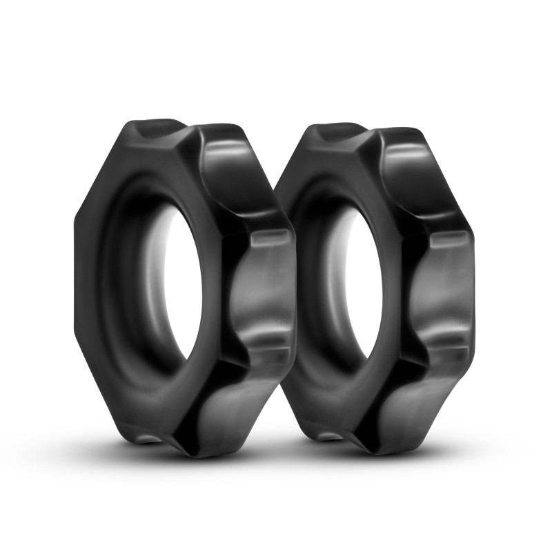 Stay Hard Nutz Cock Rings – Black, Set of 2 - Image 2