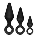 Anal Adventures Platinum Loop Plug Kit - Black Butt Plugs - Set of 3 Sizes - Image 2