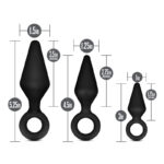 Anal Adventures Platinum Loop Plug Kit - Black Butt Plugs - Set of 3 Sizes - Image 4