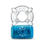 Play With Me Pleaser Rechargeable C-Ring - Blue - Blue Rechargeable Cock Ring - Image 2