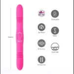 Maia ZENA - Pink - Pink 35.5 cm USB Rechargeable Dual Thrusting Double Ended Vibrator - Image 3