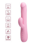 Party Up DEAN Wavy Rotation Vibe - Pink - Pink 23.8 cm USB Rechargeable Rotating Rabbit Vibrator - Image 2