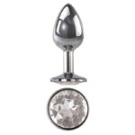 Adam & Eve Clear Gem Anal Plug - Medium - Metallic 8.2 cm Medium Butt Plug with Clear Gem Base (Copy) - Image 2