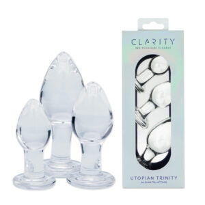 Clarity Utopian Trinity Glass Butt Plug Set