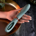 Evolved CHICK FLICK - Olive Green 24 cm USB Rechargeable Vibrator with Flicking Tip - Image 3