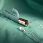 Evolved THE SHIMMY - Green USB Rechargeable Thrusting Rabbit Vibrator - Image 9