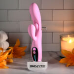 Evolved PUSH THE BUTTON - Pink 23.5 cm USB Rechargeable Rabbit Vibrator with G-Spot Bud - Image 4