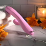 Evolved PUSH THE BUTTON - Pink 23.5 cm USB Rechargeable Rabbit Vibrator with G-Spot Bud - Image 9