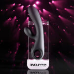 Evolved BLACK MAGIC - Black 20 cm USB Rechargeable Rabbit Vibrator with LED Screen - Image 4
