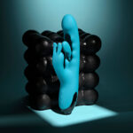 Evolved BUNNY TAPPER - Blue 20 cm USB Rechargeable Rabbit Vibrator with Flicking Shaft - Image 4