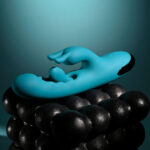 Evolved BUNNY TAPPER - Blue 20 cm USB Rechargeable Rabbit Vibrator with Flicking Shaft - Image 7