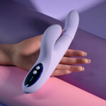 Evolved PEP TALK - Purple 23.3 cm USB Rechargeable Thrusting Vibrator with Tapping Clitoral Stimulator - Image 2
