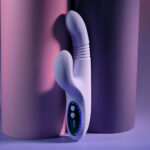 Evolved PEP TALK - Purple 23.3 cm USB Rechargeable Thrusting Vibrator with Tapping Clitoral Stimulator - Image 5