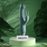 Evolved SATIN SWIRL - Green 23 cm USB Rechargeable Rabbit Vibrator with Swirling Head - Image 2
