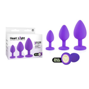 Heart Light Butt Plug Set - Purple (3 Sizes)