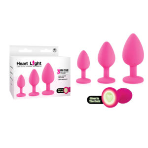 Heart Light Glow Butt Plug Set – 3 Sizes, Pink