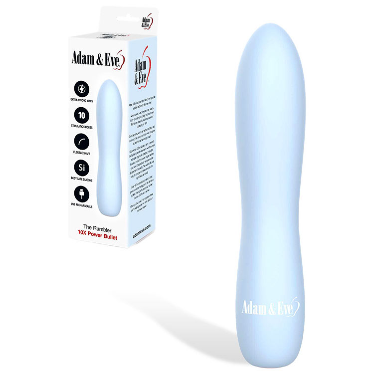 J928207200 Adam & Eve THE RUMBLER - Light Blue USB Rechargeable Extra Strong Bullet - Image 1