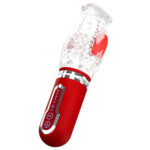 Adam & Eve PLEASURE PRO 3000 - Clear/Red USB Rechargeable Thrusting & Rotating Auto Stroker - Image 2