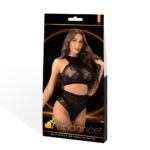 LAPDANCE 2pc Crop Top & High Waisted Hot Pant - Black - One Size - Image 3