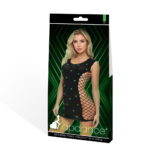 LAPDANCE Glowing Gems Fencenet Mini Dress - OS - Black with Glow in Dark Pattern - One Size - Image 5