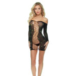 LAPDANCE Diamond Mesh Cutout Mini Dress - OS - Black with Glow in Dark Pattern - One Size - Image 3