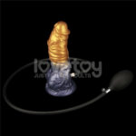Aerosx 7.5 Inch Dual Density Inflatable Dildo - Gold/Blue 24 cm Inflatable Fantasy Dildo - Image 8