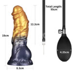 Aerosx 7.5 Inch Dual Density Inflatable Dildo - Gold/Blue 24 cm Inflatable Fantasy Dildo - Image 9
