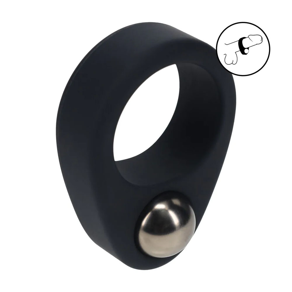 LEVELZ Single Weighted Ball Cock Ring - Black - Black Weighted Cock Ring - Image 2